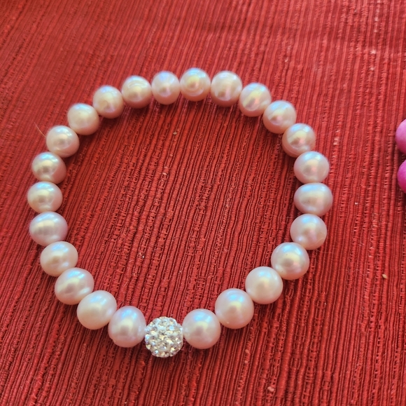 3 Bracelets - Pearls and Crystals - Pinkish - Picture 3 of 16
